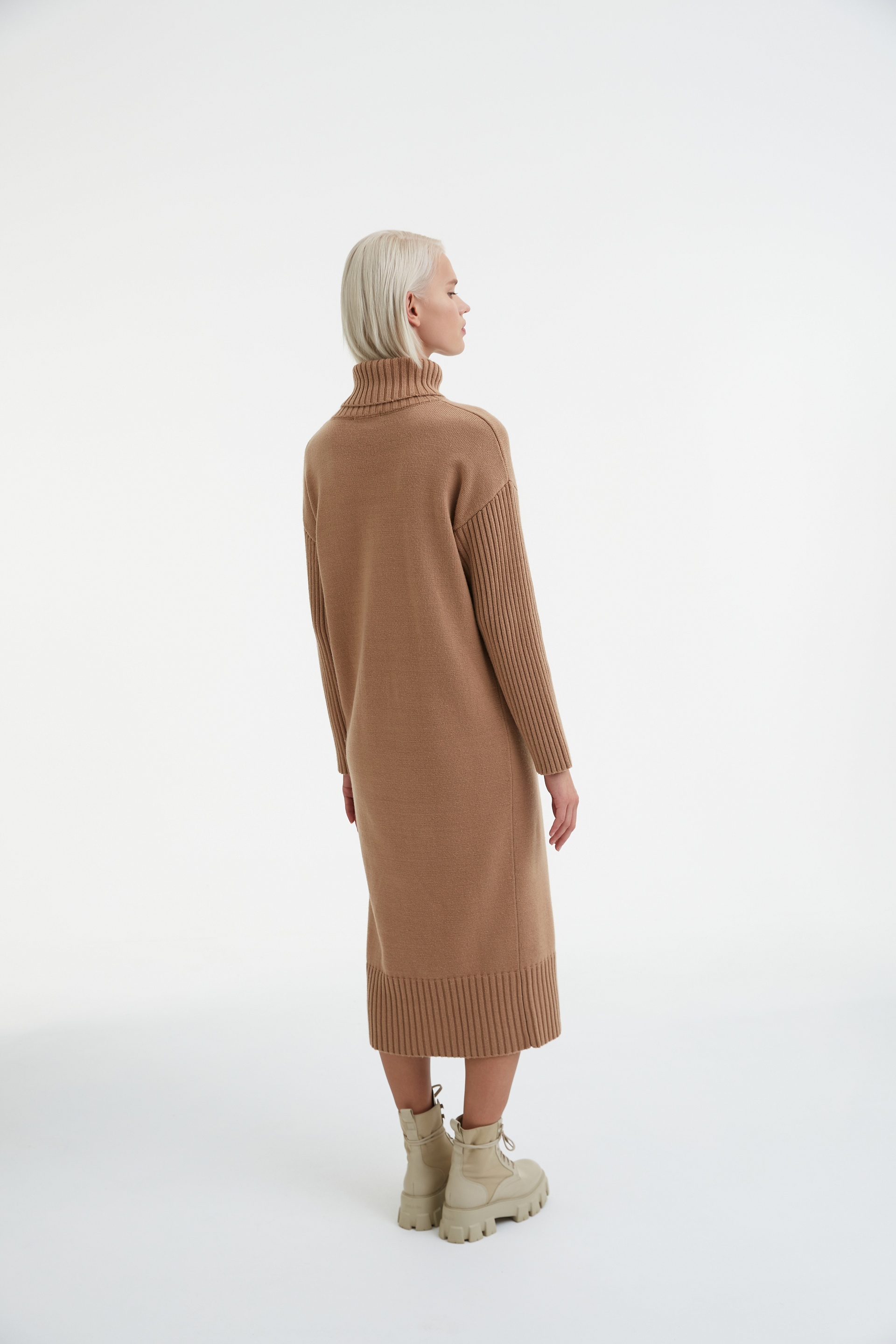 Платье с поясом бежевое Василиса, фото 6