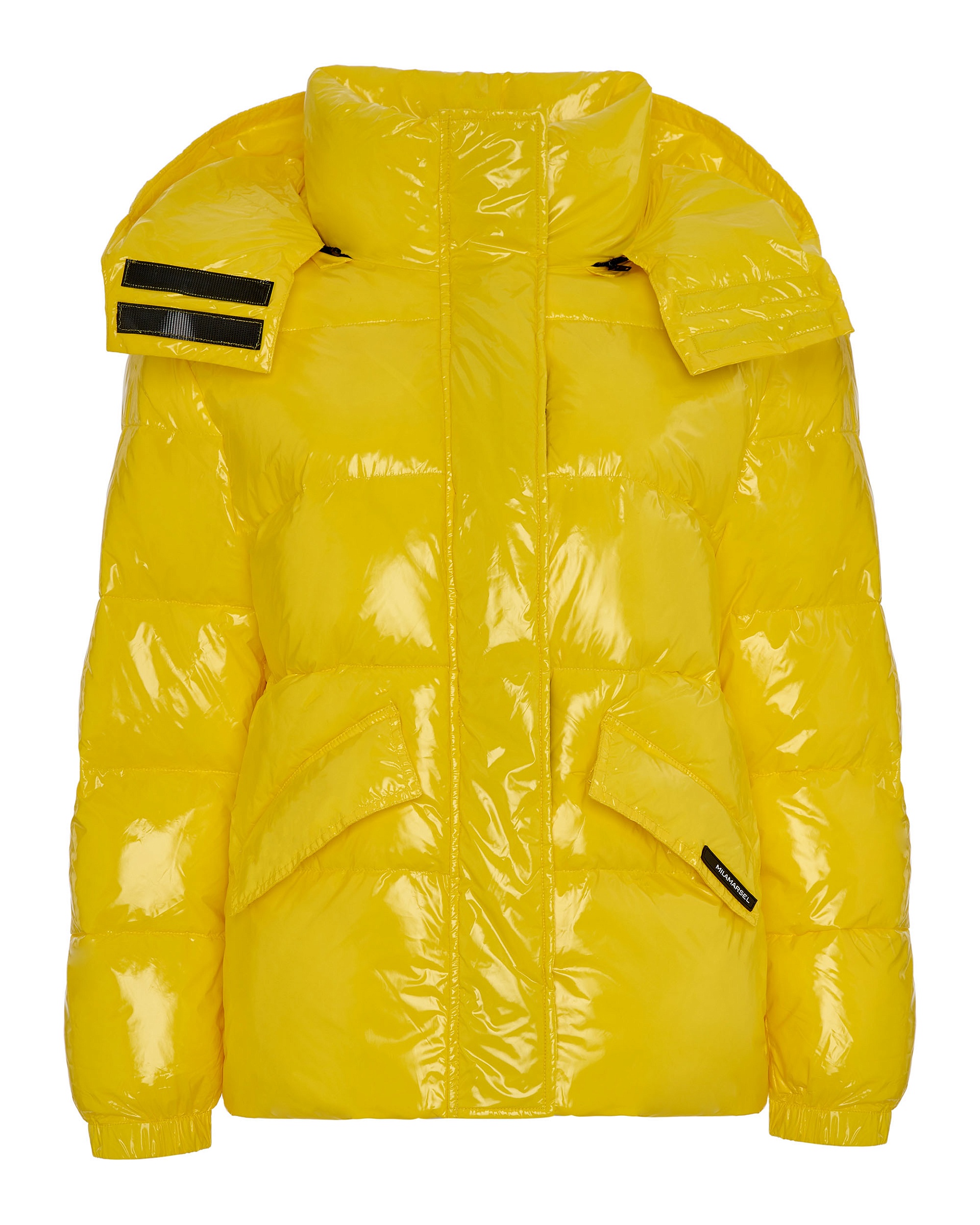 Желтый лаковый пуховик, фото 1