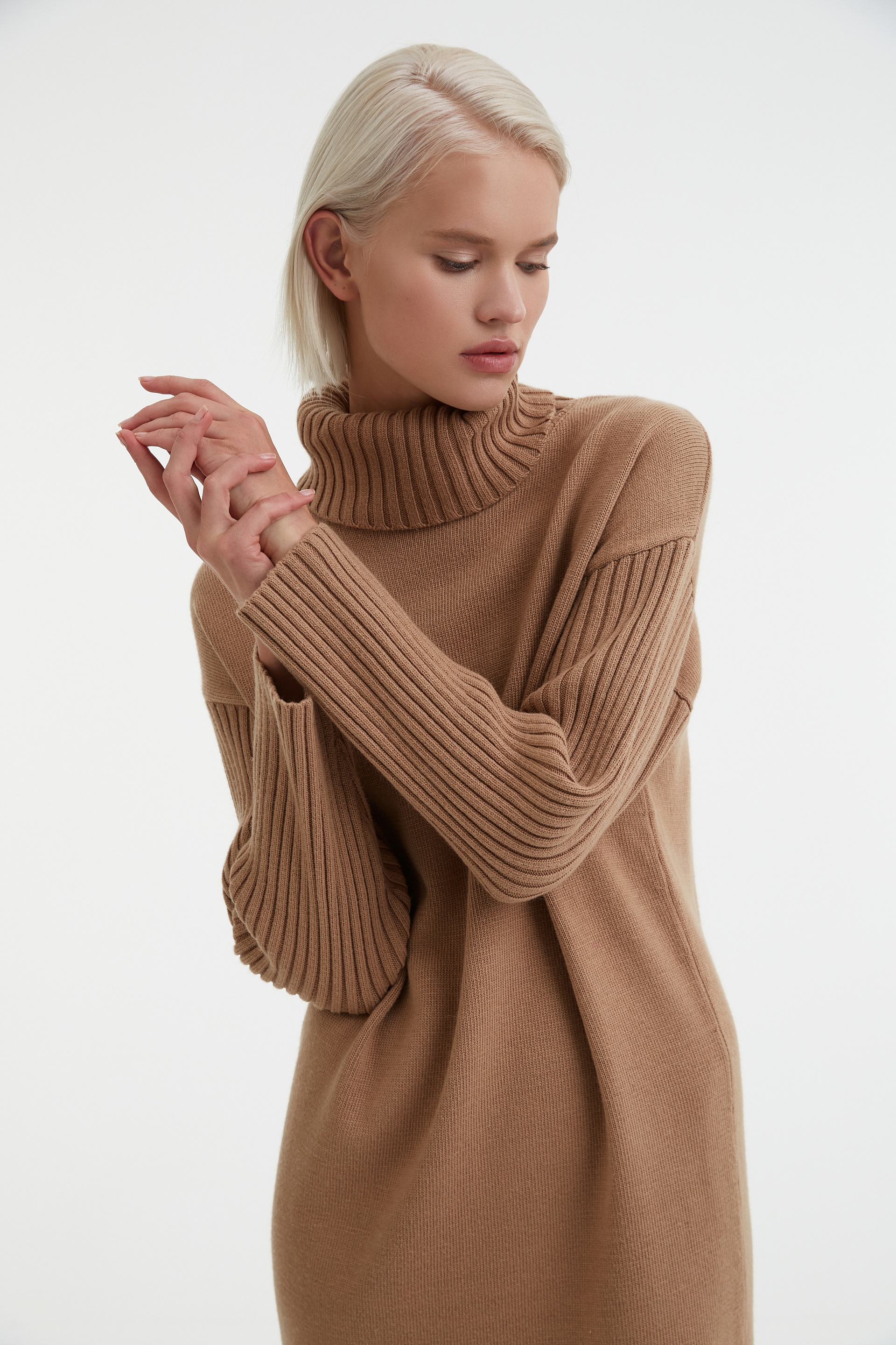 Платье с поясом бежевое Василиса, фото 2